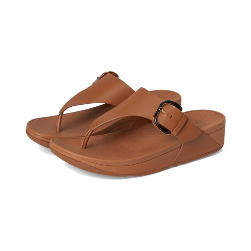 FitFlop Lulu Resin-Buckle Leather Toe-Post Sandals