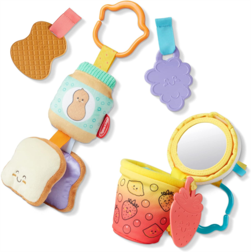 Melissa & Doug Multi-Sensory Take-Along Clip-On Infant Toy 2-Pack (PB&J and Bubble Tea)