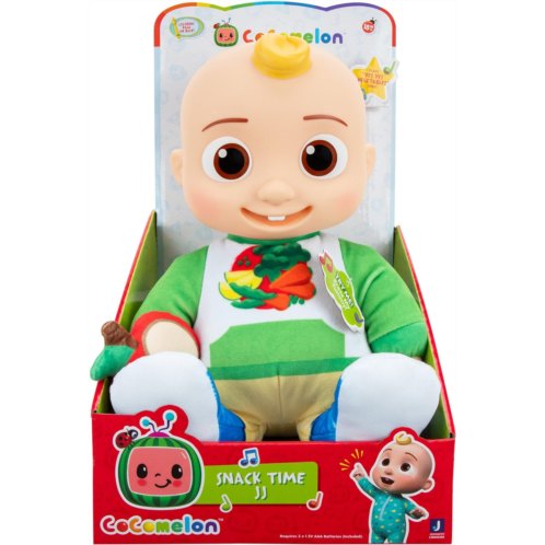 CoComelon Snack Time Features JJ Doll with Red Apple Plush - Plays Sounds, Phrases, and Clips of ‘Yes Yes Vegetables Song - Toys for Kids, Toddlers and Preschoolers