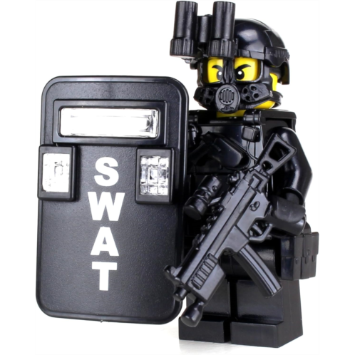 Battle Brick Collectible SWAT Police Officer Pointman Custom Minifigure Genuine Police Minifig 1.6 Inches Tall Great Gift for Ages 10+ to Adult AFOL
