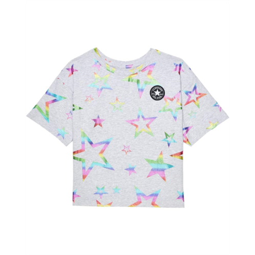 Converse Kids All Over Foil Stars Print Boxy T-Shirt (Big Kids)