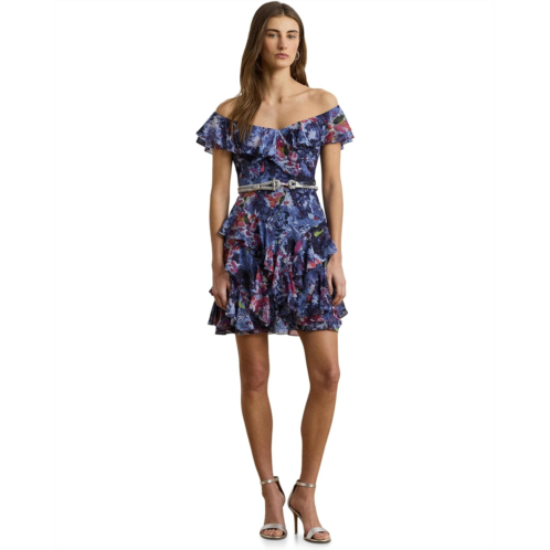 POLO RALPH LAUREN Womens Lauren Ralph Lauren Print Off-The-Shoulder Cocktail Dress