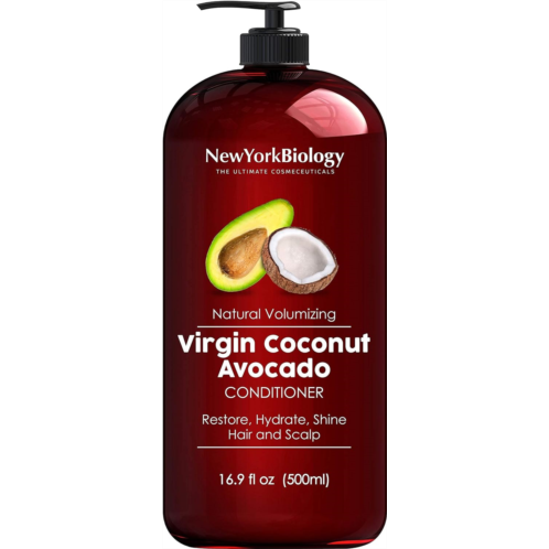 NEW YORK BIOLOGY THE ULTIMATE COSMECEUTICALS New York Biology Virgin Coconut and Avocado Oil Conditioner - Helps Restore Shine, Hair Gloss and Hydration to Dry Hair and Itchy Scalp - Safe for All Hair