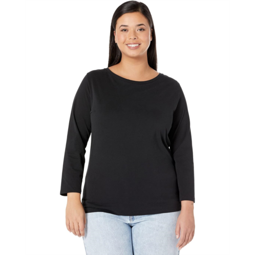 Majestic Filatures Cotton Silk Touch Semi Relaxed 3/4 Sleeve Boatneck Tee