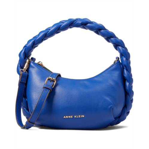 Anne Klein Convertible Crescent Shoulder Bag w/ Braided Trim