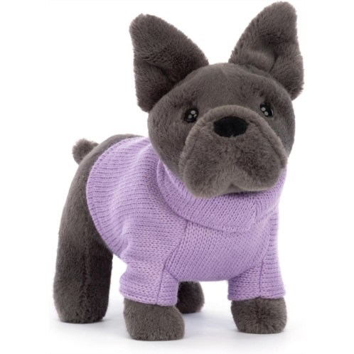 Jellycat Sweater French Bulldog Stuffed Animal Dog Plush, Purple Sweater