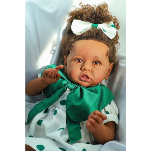 COSYOVE Reborn Baby Dolls Black Girl -Saskia, 23 Inches Realistic Baby Dolls with Lifelike African American Vinyl Body-Newborn Baby Doll Gift Set for Kids Age 3+