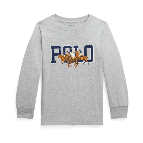 Polo Ralph Lauren Kids Triple-Pony Logo Cotton Long Sleeve Tee (Toddler/Little Kids)