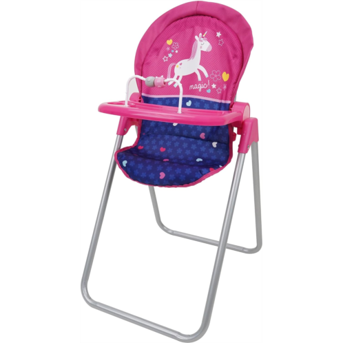 509 Crew Unicorn Doll Highchair - Kids Pretend Play Highchair w/Front Feeding Tray, Fits Dolls up to 21, Ages 3+