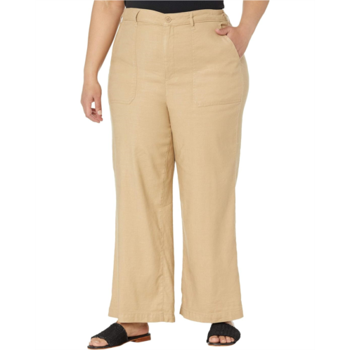 NYDJ Plus Size Plus Size High-Waisted Wide Leg Ankle Stretch Linen Twill Pants