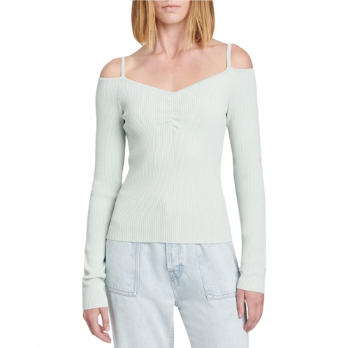 7 For All Mankind Off Shoulder Long Sleeve Top