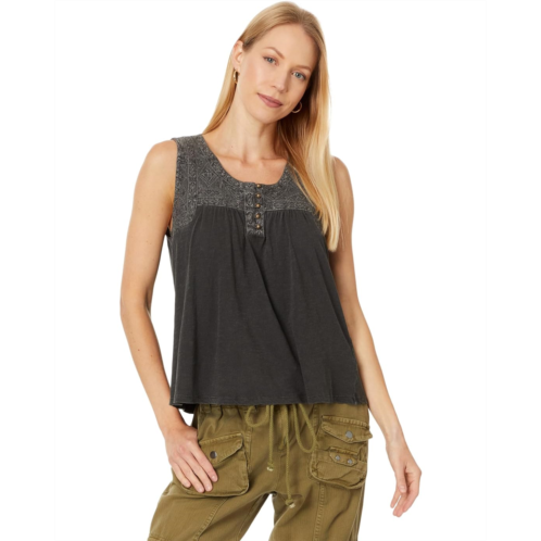 Lucky Brand Embroidered Yoke Top