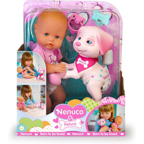 Nenuco & Petuco Baby Doll with Companion Puppy, Accessories for Baby and Puppy, 14 Doll