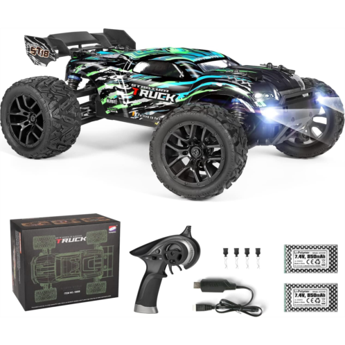 HAIBOXING RC Cars Hailstorm, 36+KM/H High Speed 4WD 1:18 Scale Waterproof Truggy Remote Control Off Road Monster Truck with Two Rechargeable Batteries, All Terrain Toys for Kids an