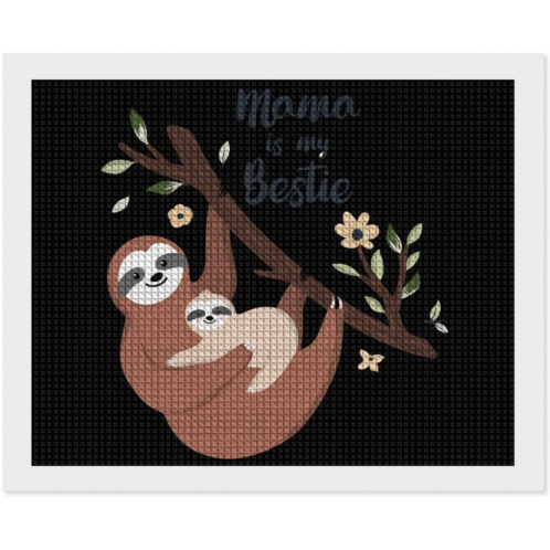 Zenladen1485 Sloth Mama is My Bestie 5D Diamond Art Painting Kits Full Drill Pictures Arts Craft for Home Wall Decor for Adults DIY Gift