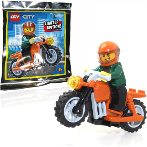 LEGO Town City Minifigure - Cool Kid on Dark Orange Motorcycle Foil Pack Limited Edition (16 Pieces)