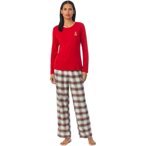 POLO Ralph Lauren Womens LAUREN Ralph Lauren Long Sleeve Knit Top Long Pants PJ Set
