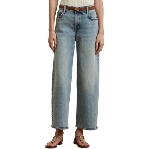 POLO RALPH LAUREN Womens Lauren Ralph Lauren Petite High-Rise Wide-Leg Cropped Jeans