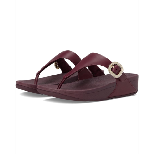 FitFlop Lulu Crystal-Buckle Leather Toe-Post Sandals