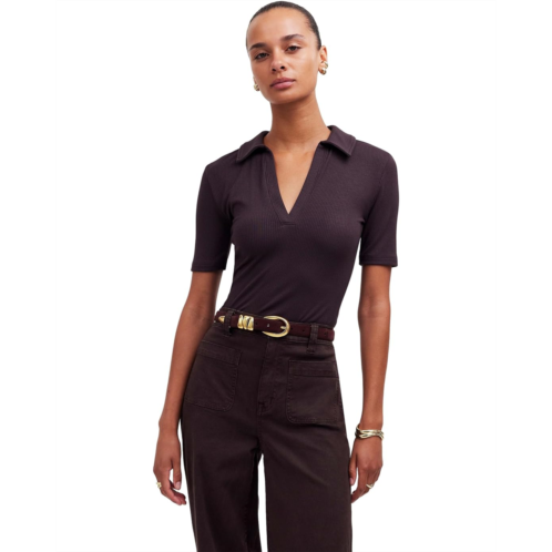 Womens Madewell Modal Rib Short Sleeve Polo