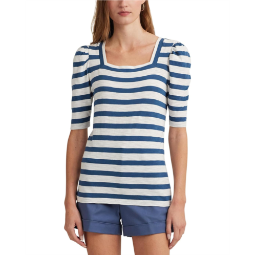 POLO Ralph Lauren LAUREN Ralph Lauren Striped Cotton Jersey Puff-Sleeve Tee