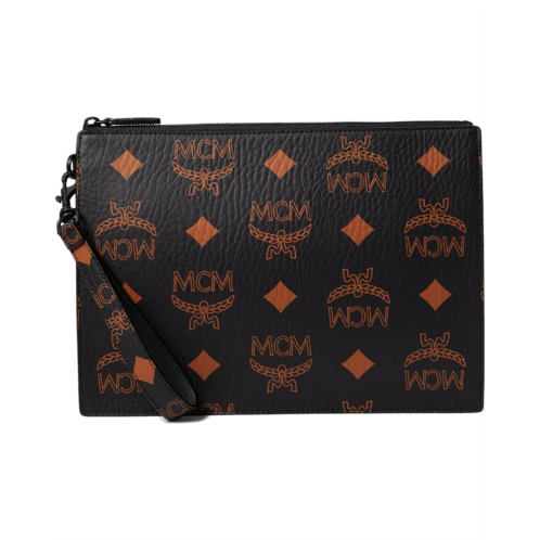 MCM Aren Maxi Monogrammed VI Flat Pouch Medium