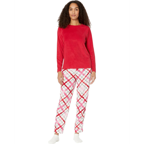 HUE Hazy Plaid Super Soft Fleece Pajama Set