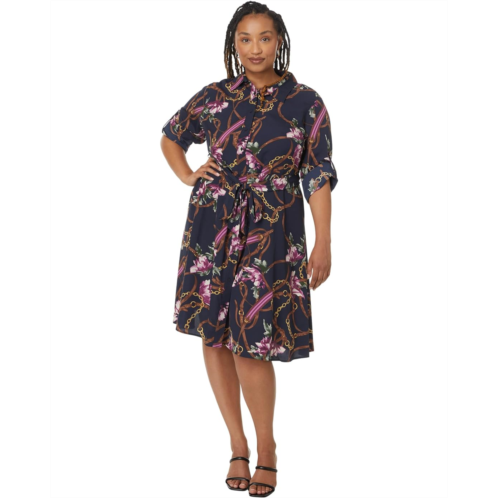 POLO RALPH LAUREN Womens Lauren Ralph Lauren Plus Size Print Crepe Shirtdress