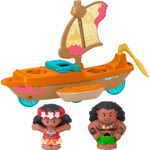Fisher-Price Little People Toddler Toys Disney Princess Moana & Mauis Canoe Sail Boat with 2 Figures for Ages 18+ Months
