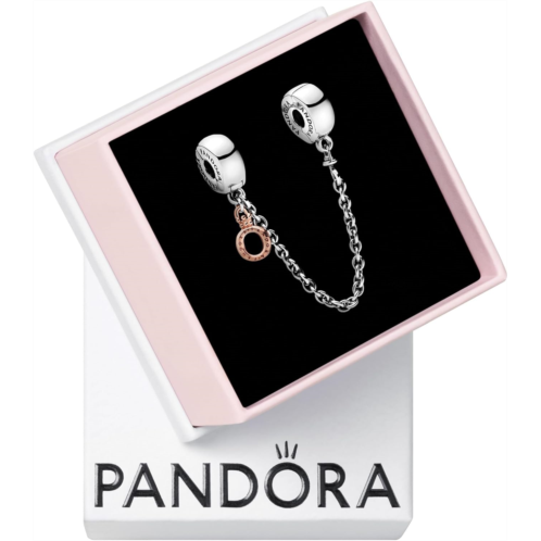 Pandora Dangling Crown O Safety Chain Charm Bracelet Charm Moments Bracelets - Stunning Womens Jewelry - Gift for Women in Your Life - Made Rose & Sterling Silver