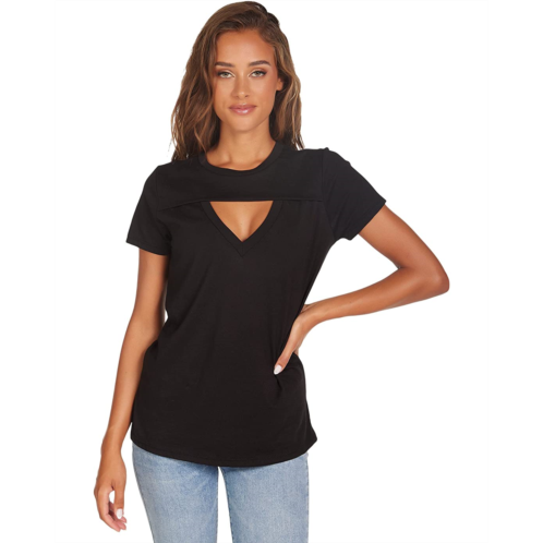 Michael Lauren Remo Short Sleeve Crew Neck Tee with V Cutout