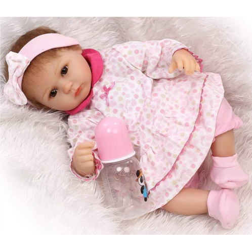 Pedolltree Reborn Baby Dolls Clothes 16 inch Girl 5 Piece Set for 16-17 inch Reborn Baby Girl Dolls