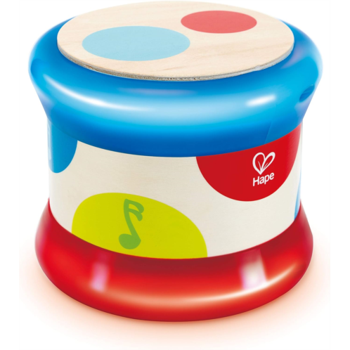 Hape Baby Drum Colorful Rolling Drum Musical Instrument Toy For Toddlers, Rhythm & Sound Learning, Battery Powered (E0333), L: 5.9, W: 5.9, H: 5 inch