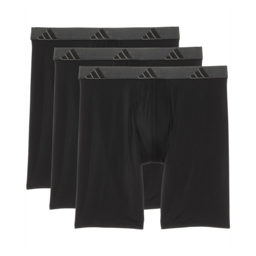 Mens adidas Athletic Fit Microfiber Long Boxer Brief Underwear 3-Pack