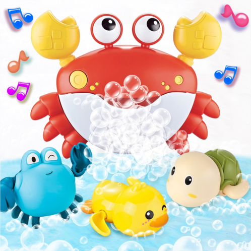 VConejo Baby Bath Toys for Toddlers, Crab Bath Bubble Maker with 12 Songs, 3 Pack Wind-up Pool Toys for Kid, Bathtub Toys As Birthday Gift for Boys Girls