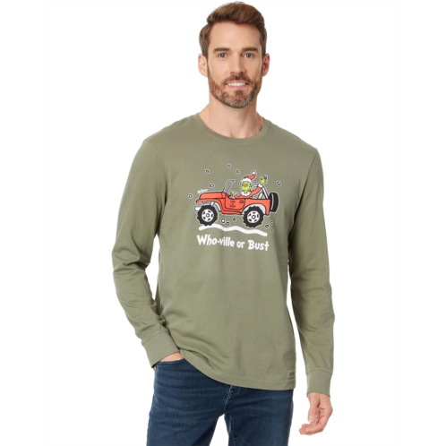 Mens Life is Good Whoville or Bust Suv Grinch Long Sleeve Crusher Tee