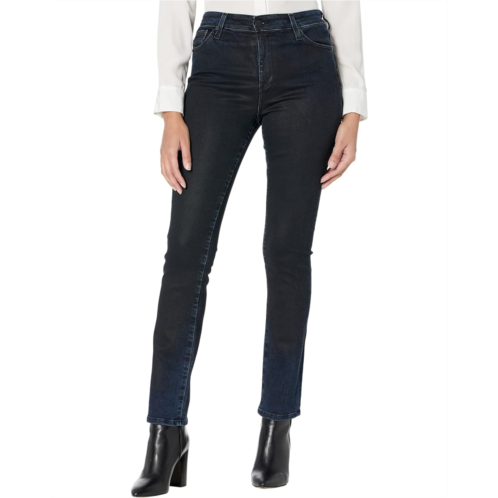 AG Jeans Mari High-Rise Slim Straight in Leatherette Coated Gaslamp