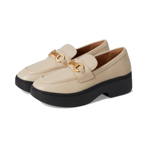 Womens FitFlop F-Luma Chunky-Snaffle Leather Demi-Wedge Loafers
