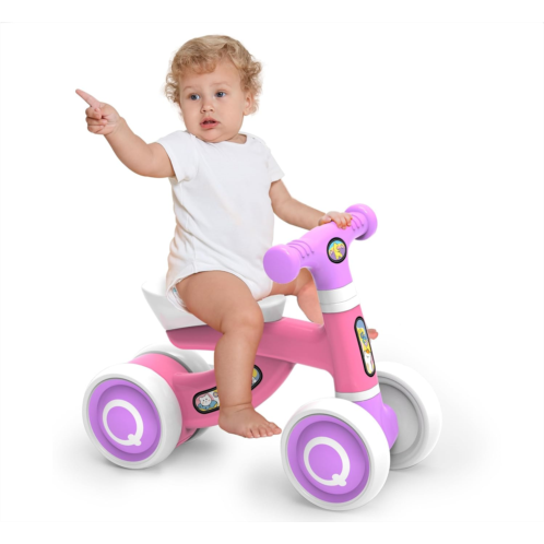 BELLOCHIDDO Toddler Balance Bike - Baby Balance Bike 1+ Year Old with 4 EVA Silent Wheels, 12-24 Months Baby Toys, Ride On Toys for 1+ Year Old, First Birthday Gifts for Boys & Gir