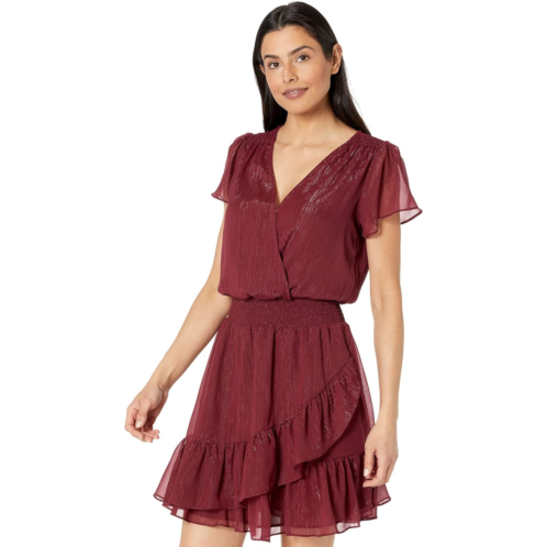 Michael Michael Kors Crinkle Short Sleeve Wrap Dress