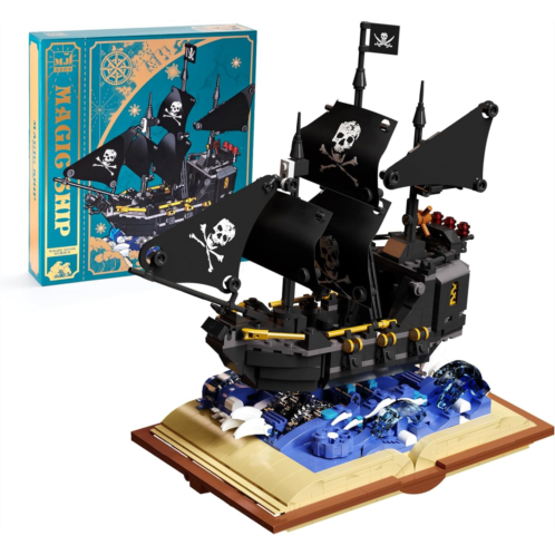 SATHIBI Pirate Ship Building Sets for Adults,Build A Black Hawk Pirates Ship Model Kits,Construction and Assembly Toy Gifts for Teens Boys 8-14 Years (919pcs)