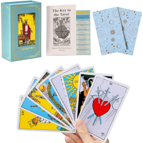 PIUSTORE Tarot Cards, Set Tarot Cards for Beginners, Tarot Deck, 78 Tarot Cards with Guide Book & Manual, Minor & Major Arcana Card Holder Magnetic Lid Box, Modern Beginner and Advanced