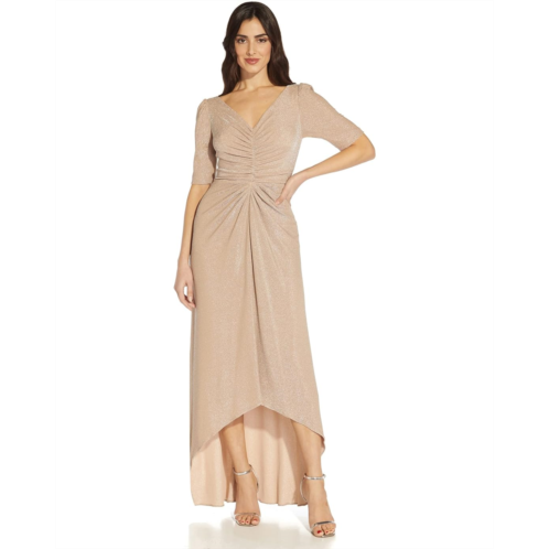 Adrianna Papell Stretch Metallic Knit Long Mob Gown