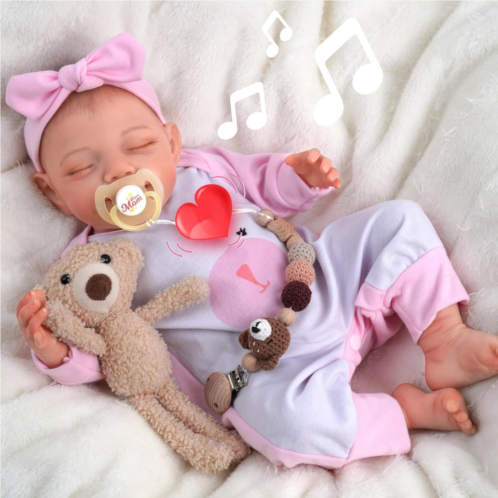 BABESIDE Lifelike Reborn Baby Dolls with Heartbeat Olivia, 20 Inch Handmade Realistic Baby Doll Girl with Crying and Babbling Voice, Real Baby Dolls That Look Real for Girls Boys K