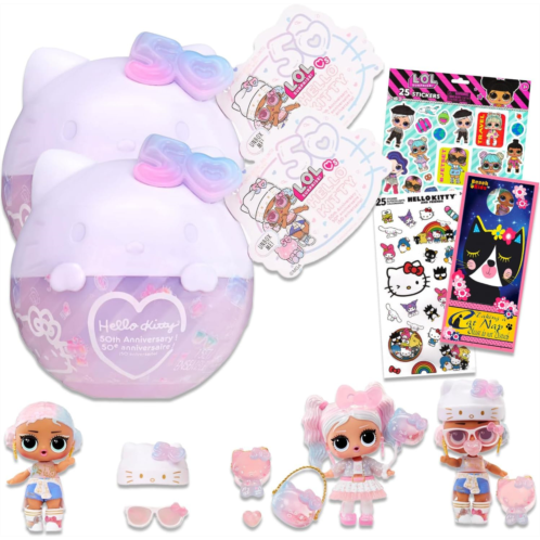 LOL Surprise Hello Kitty Doll Set for Girls - Bundle Includes LOL Surprise Mini Doll with Hello Kitty Accessories, Plus LOL Surprise Stickers, Hello Kitty Stickers, More LOL Surpri