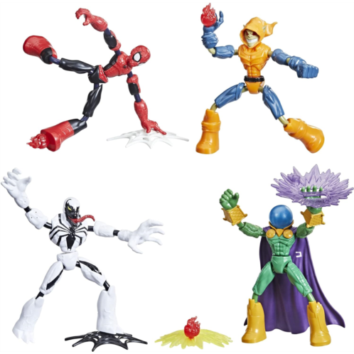 Spider-Man Marvel Bend and Flex Action Figure Toy, and Anti-Venom Vs. Marvels Mysterio and Hobgoblin, Frustration Free Packaging (Amazon Exclusive), Multicolor, 4 Count (Pack of 1)