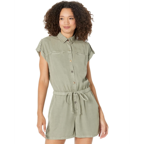 KUT from the Kloth Cindy-Button-Down Romper w/ Cuff Sleeve