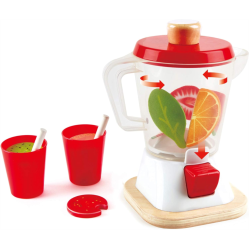 Hape Smoothie Blender Multicolor Kitchen Smoothie Machine Play Set Complete with Cups & Straws, 9.44 Inch