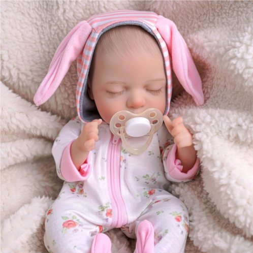 BABESIDE Lifelike Reborn Baby Dolls - 12-Inch Full Vinyl Realistic Newborn Baby Doll Sweet Sleeping Real Life Baby Dolls Cute Girl with Toy Accessories Gift Set for Kids Age 3+