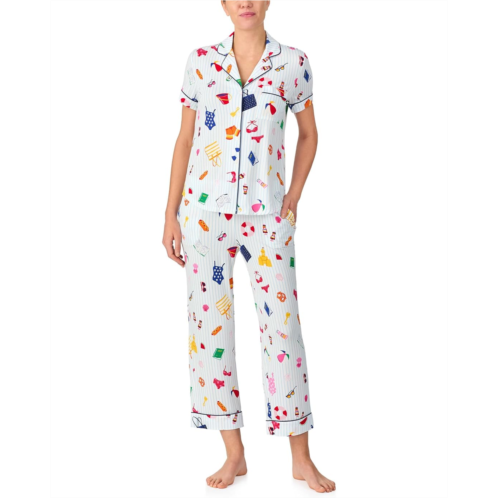 Womens Kate Spade New York Short Sleeve Cropped Pant PJ Set